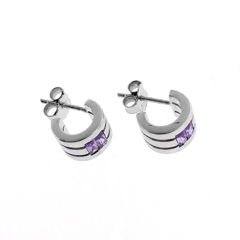 Image 4 of ZINZI silver half-round stud earrings; Ø 10 mm