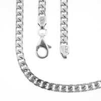 Silver flat gourmet link chain | 51 cm