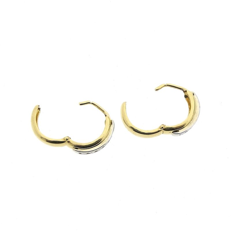 Image 7 of Two-tone gold earrings with zirconia | Ø 16.5 mm