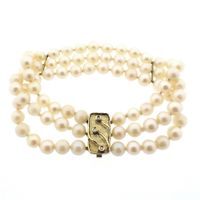 Pearl bracelet with gold clasp; Antique | 20.5 cm