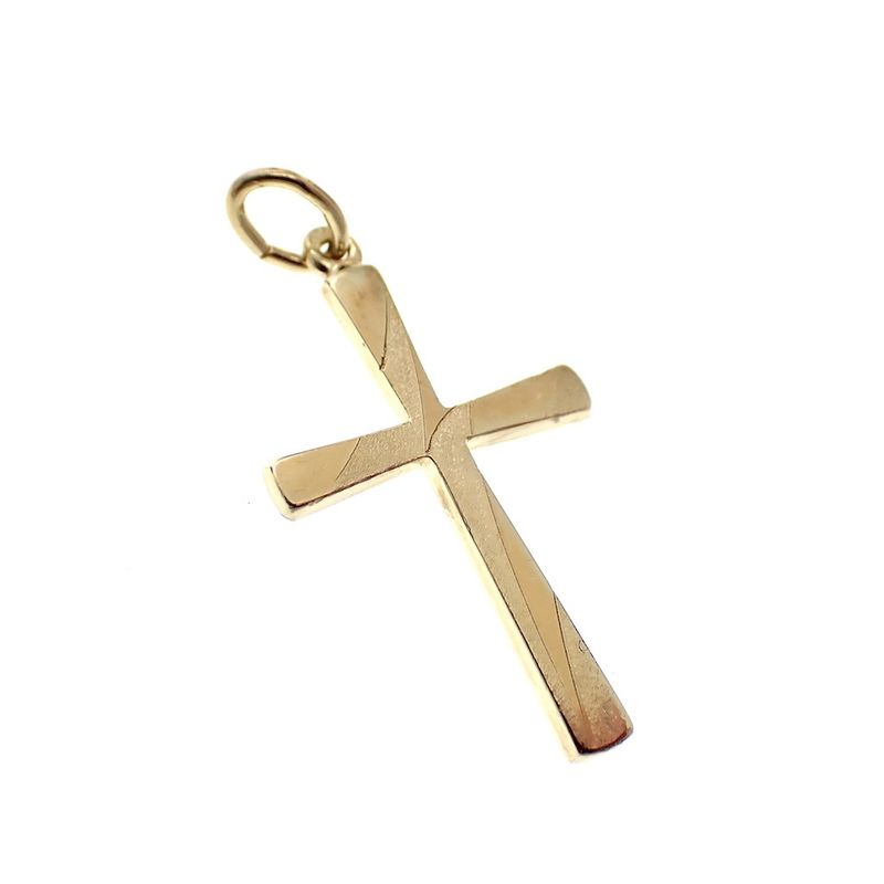 Image 2 of Gold pendant of a cross; Partly matted