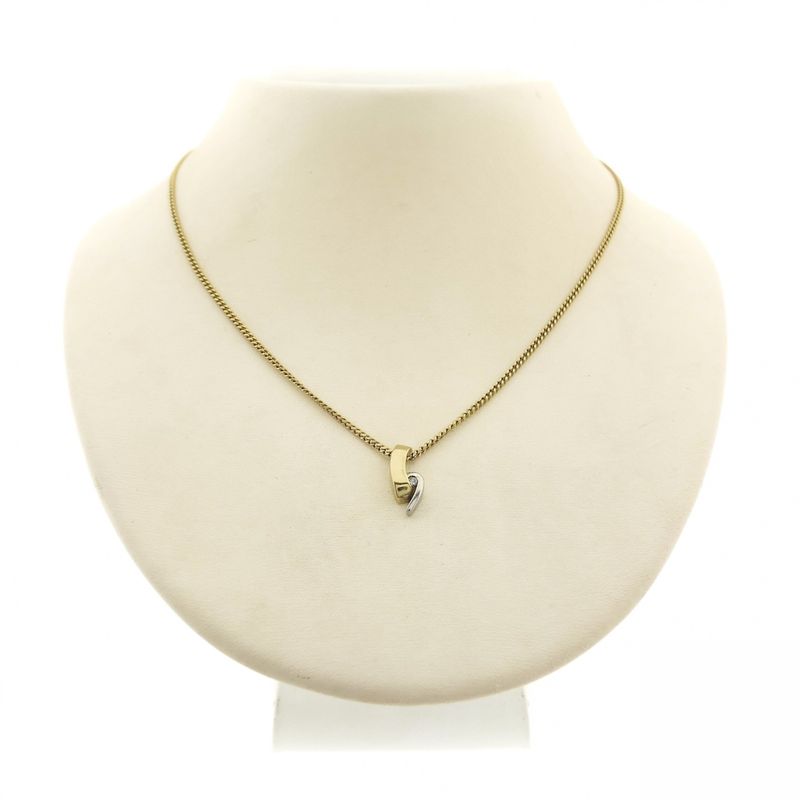 Image 6 of Two-tone minimalist pendant with diamond | 0.015 ct.