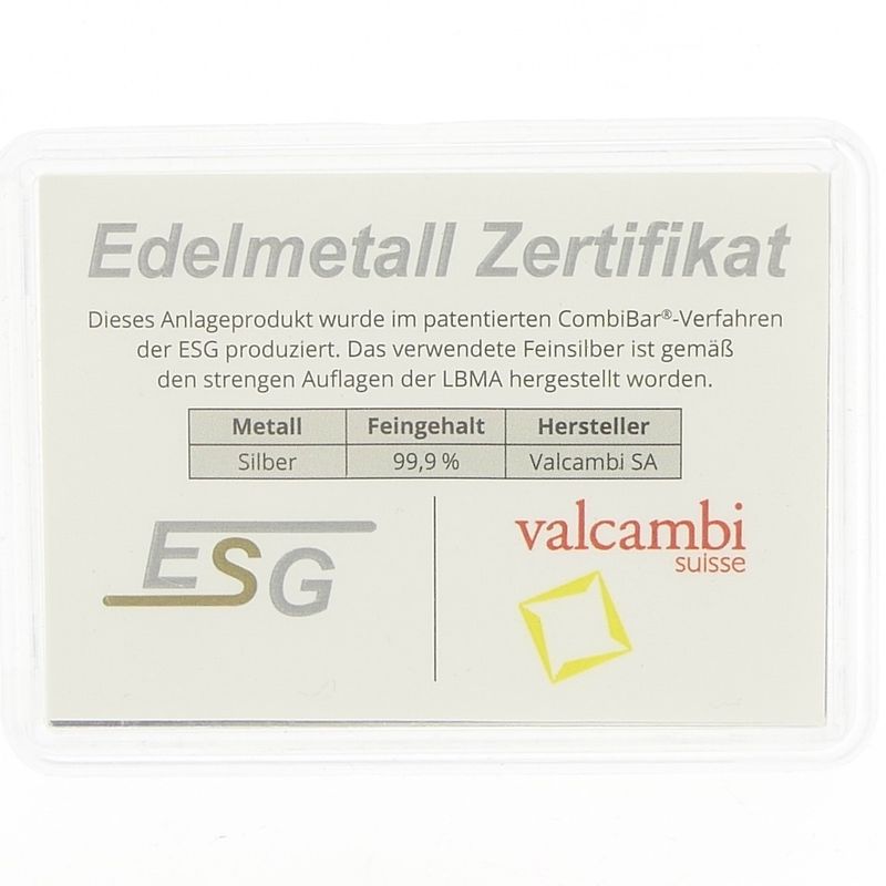 Image 4 of 50 x 1 gram silver bar; CombiBar 999 fine silver; Valcambi