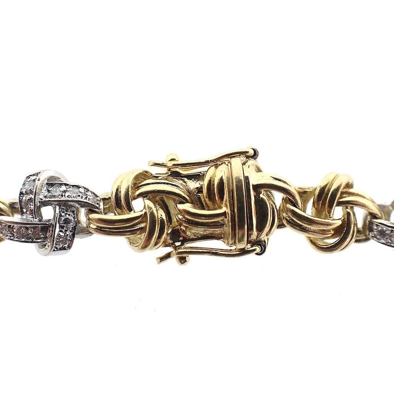 Image 2 of Two-tone gold link bracelet with diamonds; 1.00 ct.