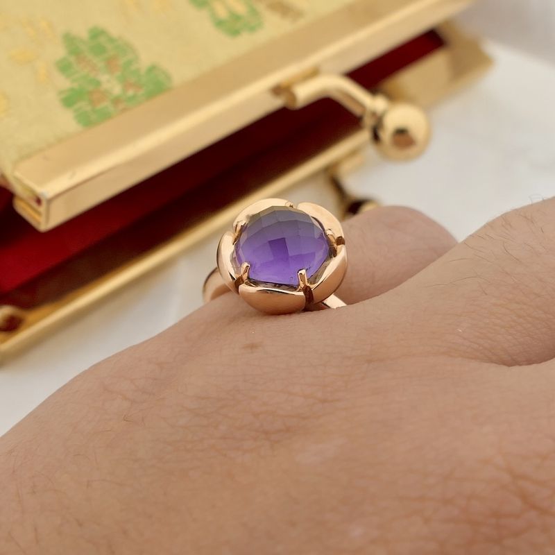 Image 10 of Rose gold Bron Jewelry 'Catch' ring with amethyst