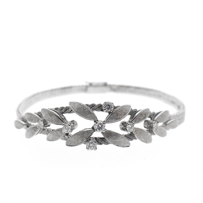 Image 1 of White gold link bracelet with diamond; 0.35 ct.