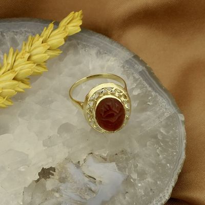 Gold ring with engraved carnelian Image 2 of Gold ring with engraved carnelian