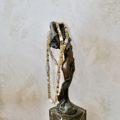 Image 2 of 18K gold magnum link chain with zirconia | 71 cm