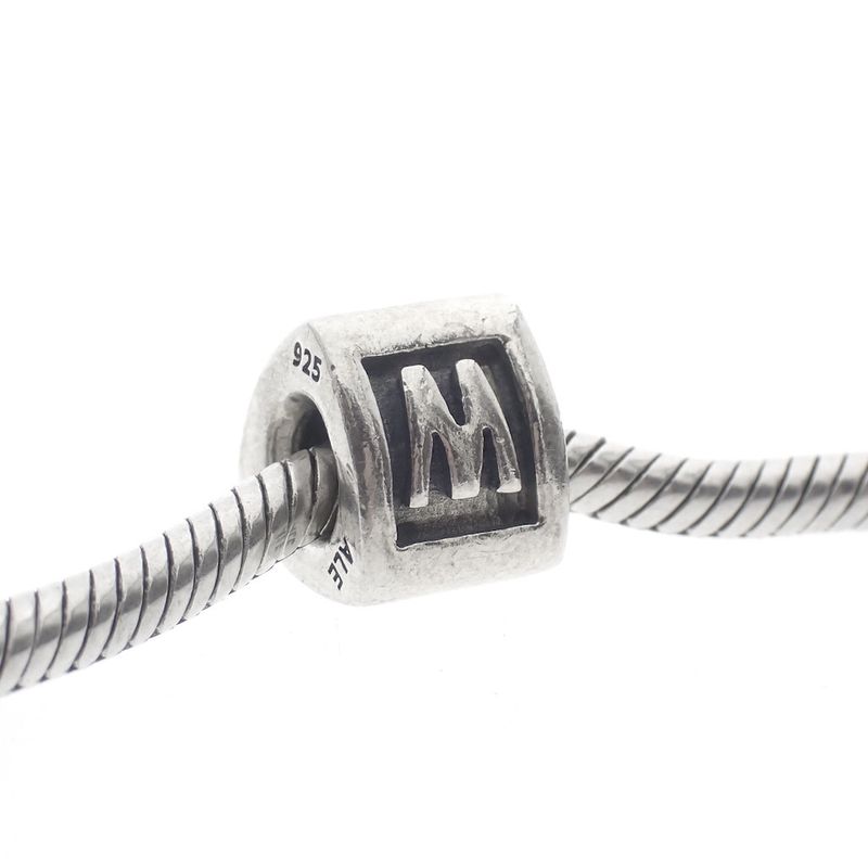 Image 2 of Pandora charm; Silver; Letter charm M