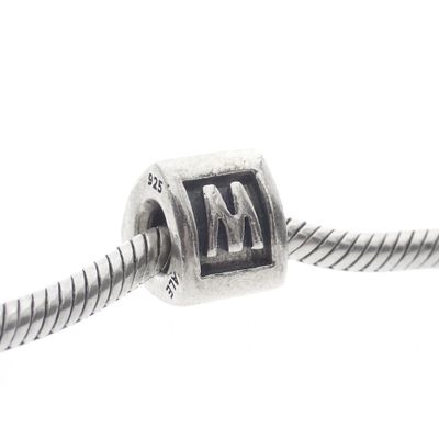 Pandora charm; Silver; Letter charm M Image 2 of Pandora charm; Silver; Letter charm M