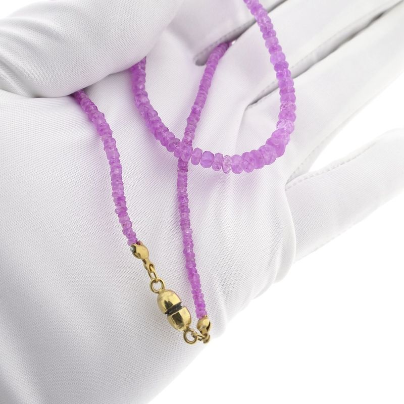 Image 8 of 9K Pink Sapphire Bead Necklace | 46cm