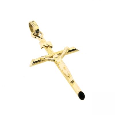 Image 2 of Gold pendant of a cross with corpus; INRI
