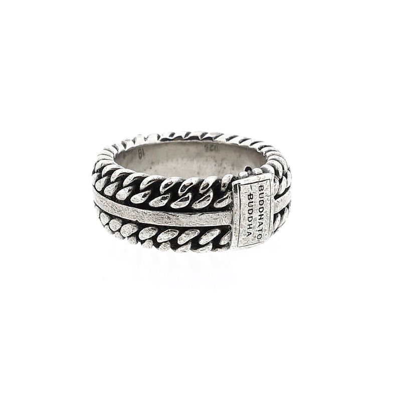 Afbeelding 4 van Zilveren Buddha to Buddha Chain Textuur Ring