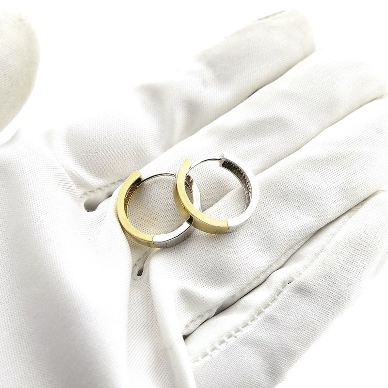 Image 6 of Two-tone gold earrings; Ø 17.5 mm