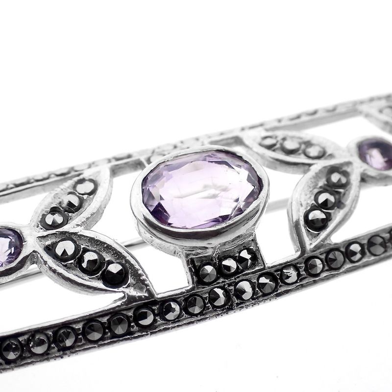 Image 3 of Silver brooch with purple zirconia stones
