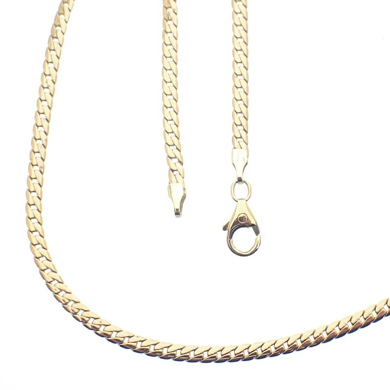 Image 1 of Gold flat gourmet link chain | 46 cm