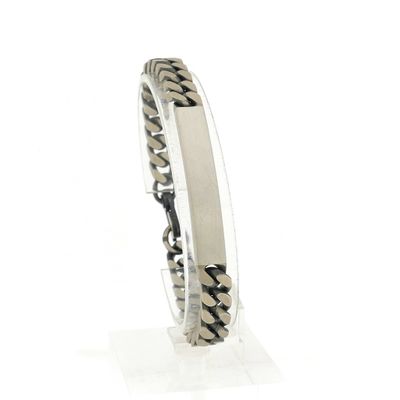 Image 2 of Silver robust gourmet link bracelet with engraving plate