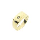 Image 1 of Gold men's signet ring with zirconia