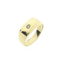 Gold men's signet ring with zirconia
