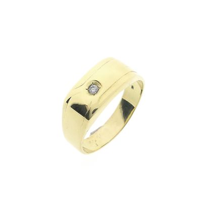 Image 1 of Gold men's signet ring with zirconia