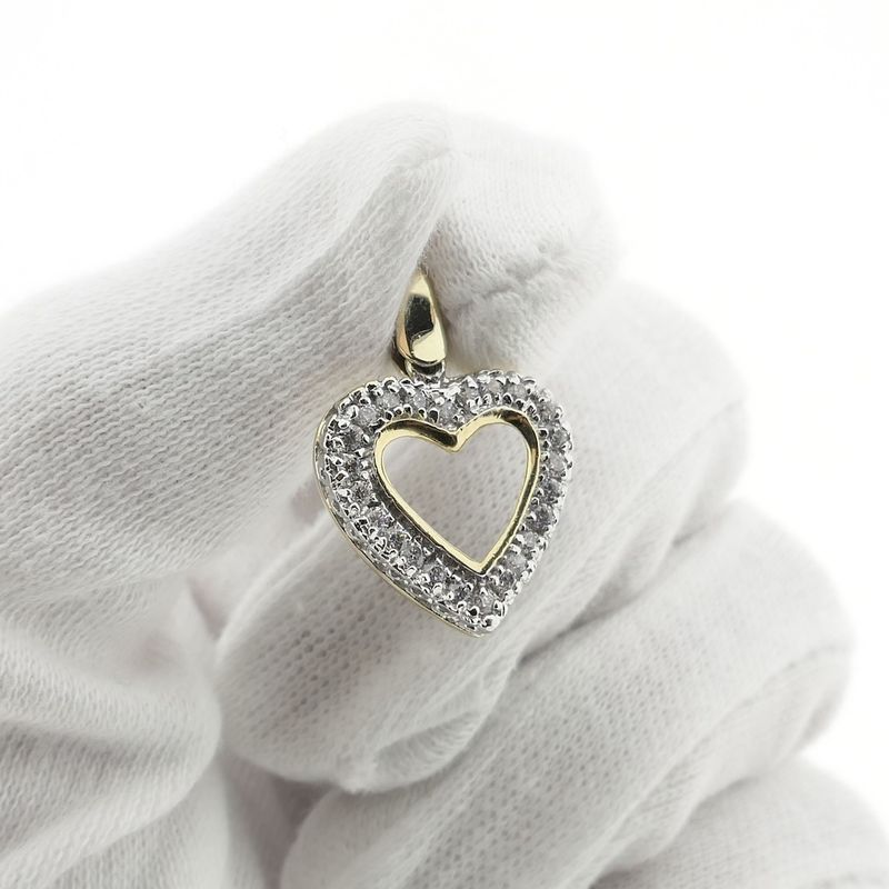 Image 6 of Two-tone gold heart pendant with zirconia; Altinbas