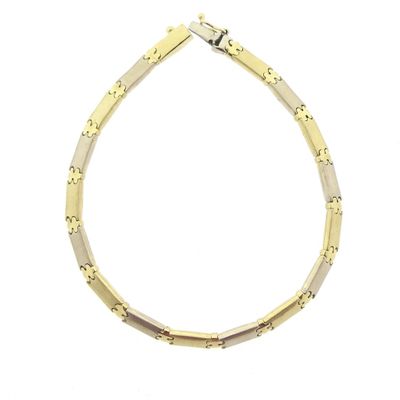Two-tone gold matte link bracelet Image 2 of Two-tone gold matte link bracelet