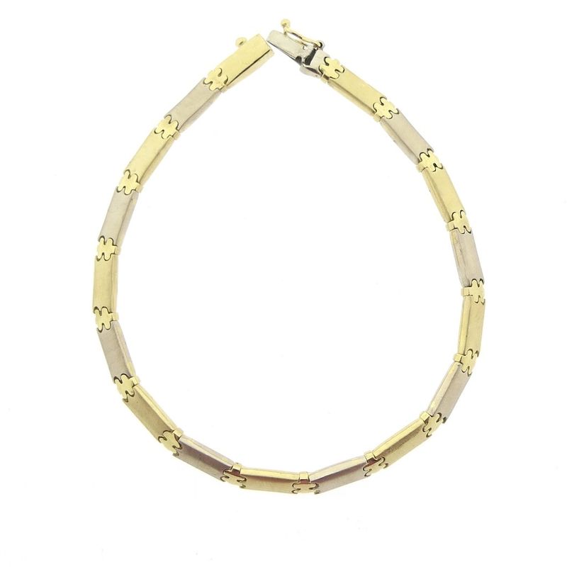 Image 2 of Two-tone gold matte link bracelet