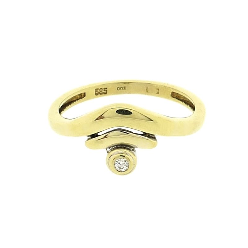 Image 6 of Gold solitaire ring with diamond; 0.015 ct.