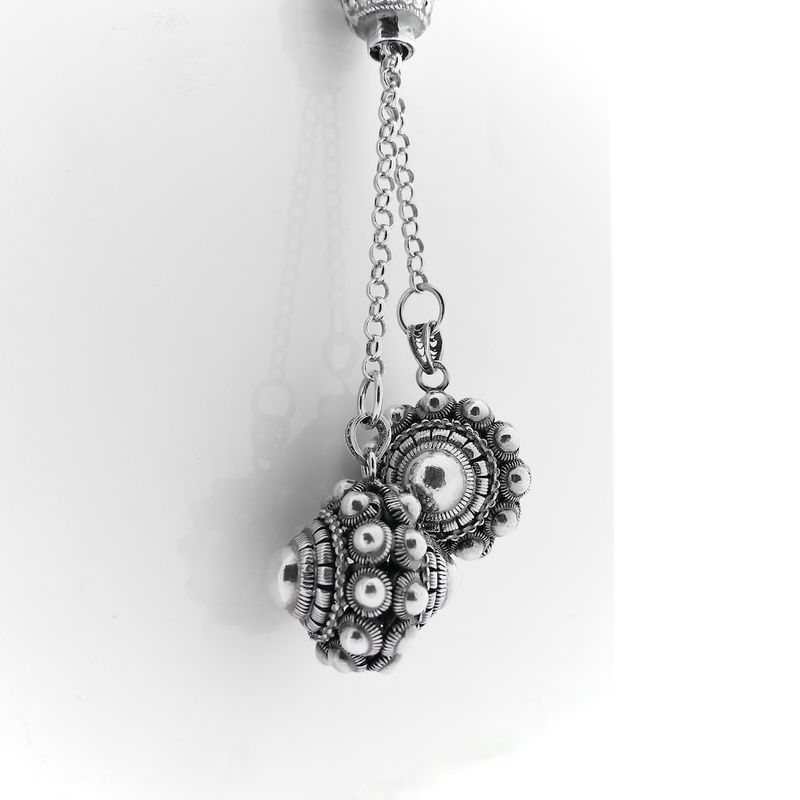 Image 6 of Silver jasseron link chain with Zeeland knots | 73 cm; Adjustable