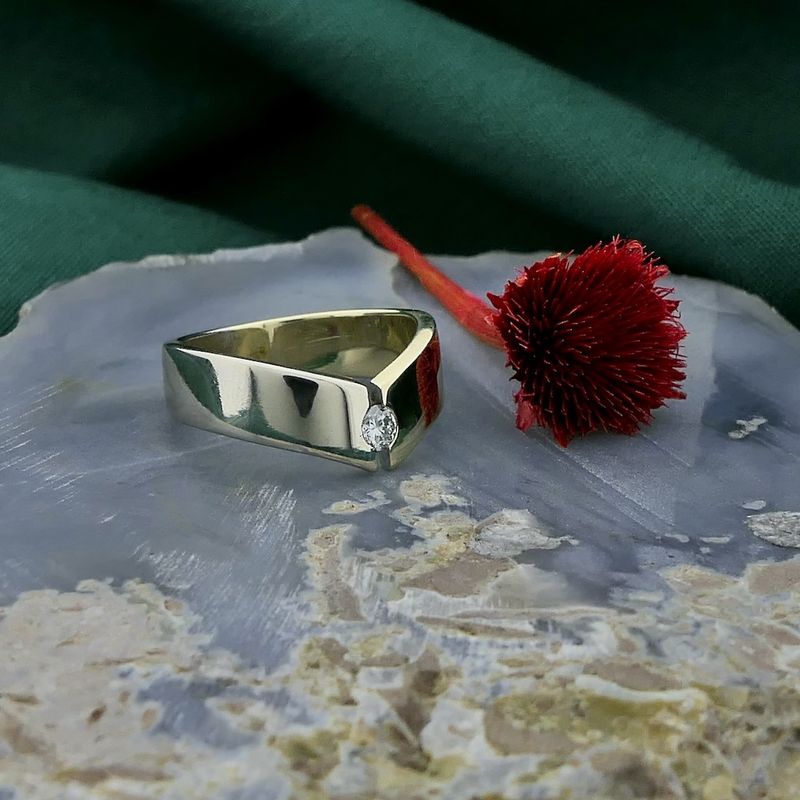 Image 2 of Two-tone gold ring with diamond