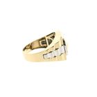 Image 5 of Bicolor Gold Mercedes Benz Men's Ring with Zirconia