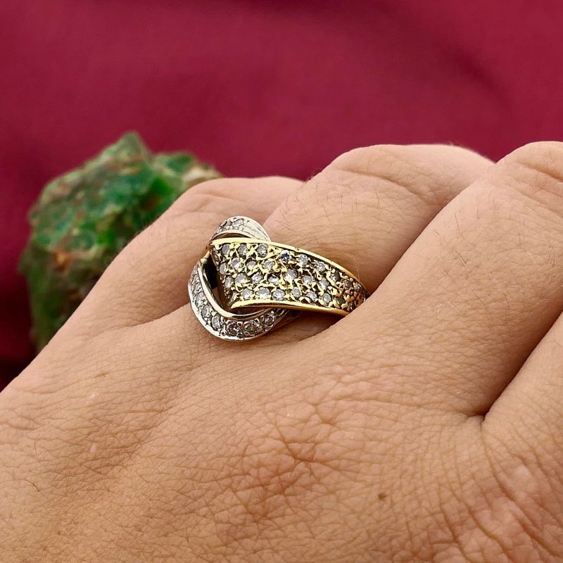 Afbeelding 4 van Bicolor gouden ring met diamanten; 0,26 ct.
