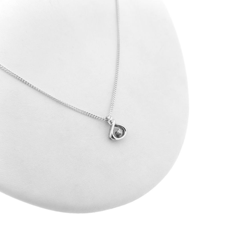 Image 6 of White gold minimalist pendant with diamond; 0.015 ct.