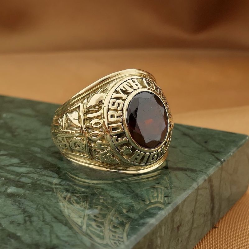 Image 8 of 10 crt. Forsyth County High School Class ring with garnet | Balfour