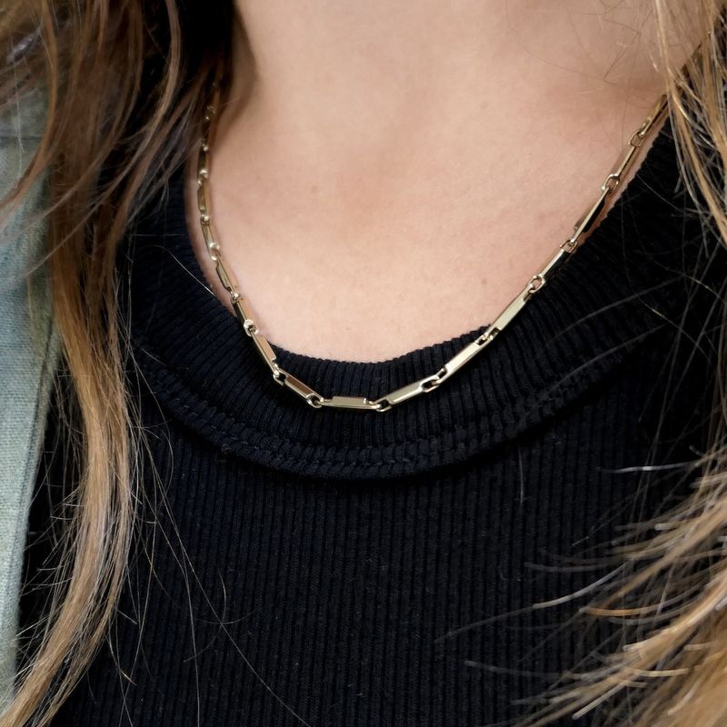 Image 7 of Gold square bar necklace