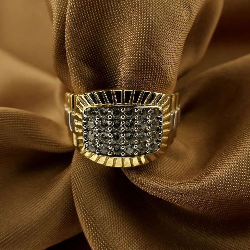 Image 2 of Two-tone gold Rolex President band ring with zirconia