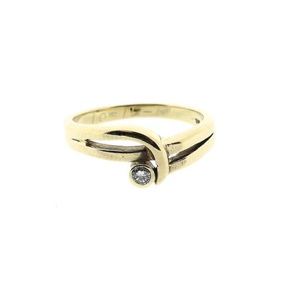 Image 2 of Gold solitaire ring with diamond; 0.05 ct.