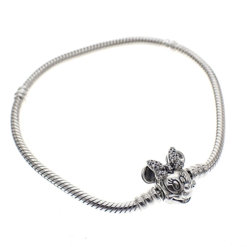 Image 1 of Disney Pandora Moments Pavé Minnie Mouse; Silver; Snake Chain | 20 cm