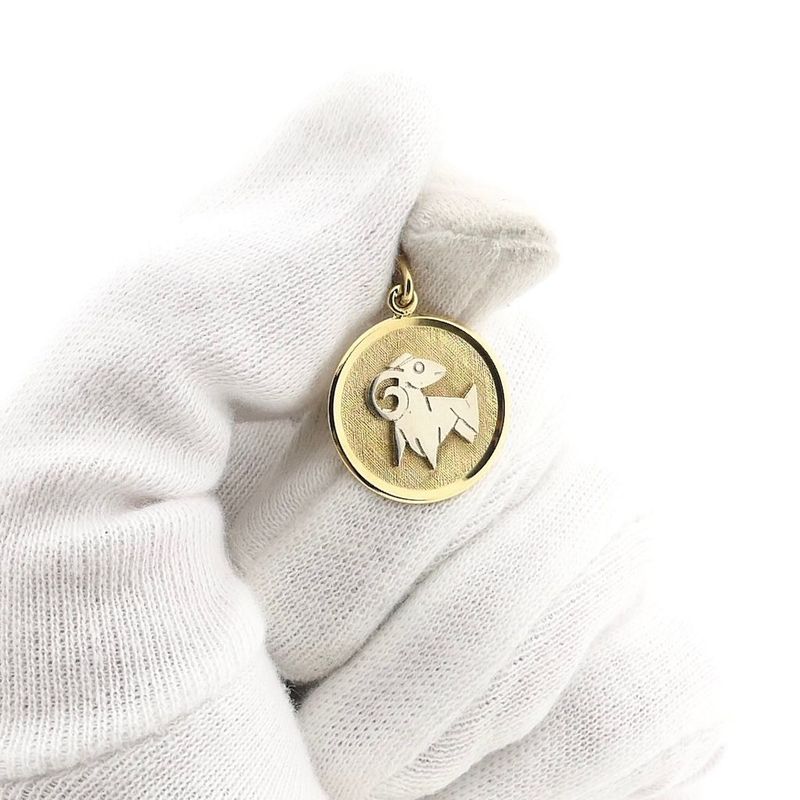 Image 8 of Bicolor Gold Zodiac Pendant; Aries