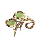 Image 4 of Vintage gold floral brooch with jade and diamond