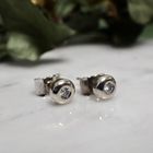 Image 6 of White gold solitaire stud earrings with diamond | 0.06 ct.