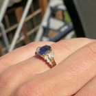 Image 8 of Gold ring with sapphire and diamond | 0.06 ct.