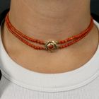Image 12 of Red coral bead choker with gold clasp; Antique | 35.5 cm