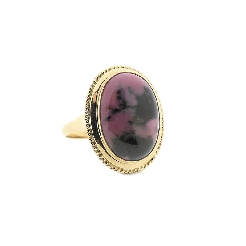 Image 4 of Vintage gold ring with rhodonite