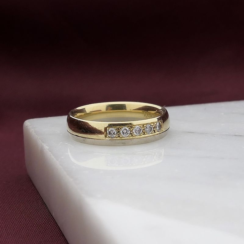 Image 7 of Two-tone gold ring with diamond; 0.20 ct.