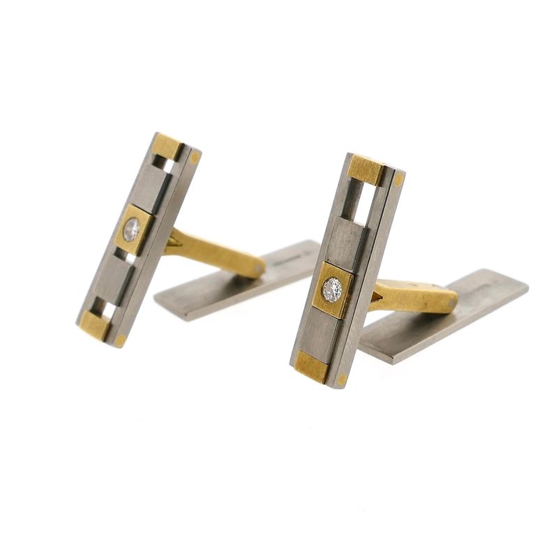 Image 5 of Cufflinks; 0.07 ct. diamond; 18k yellow gold and palladium