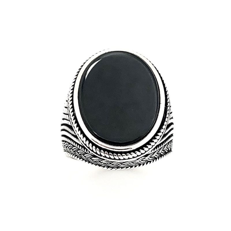 Image 2 of Silver bohemian signet ring with onyx