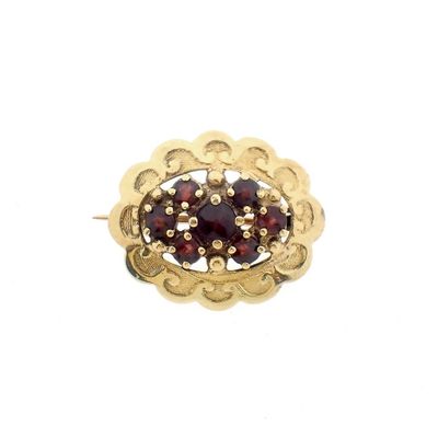 Vintage gold brooch with garnet Image 1 of Vintage gold brooch with garnet