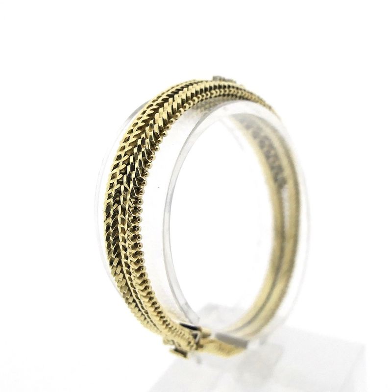 Image 5 of Gold herringbone link bracelet with diamond; 0.62 ct.