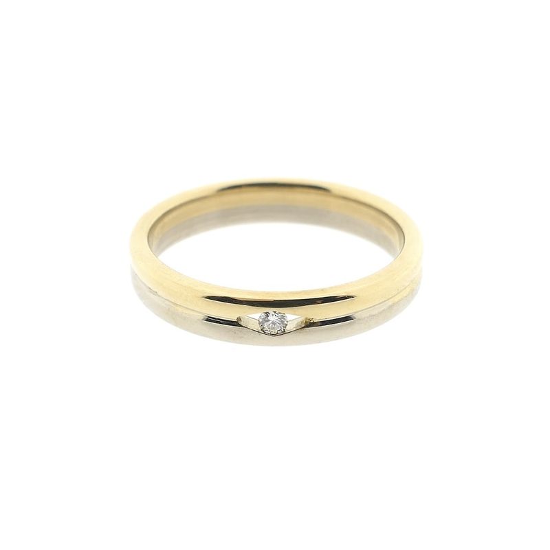 Image 3 of Two-tone gold ring with diamond; 0.03 ct.